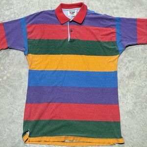 Vintage Barking Fish Shirt Men XL Polo 90s Y2K Colorblock Striped Retro USA made